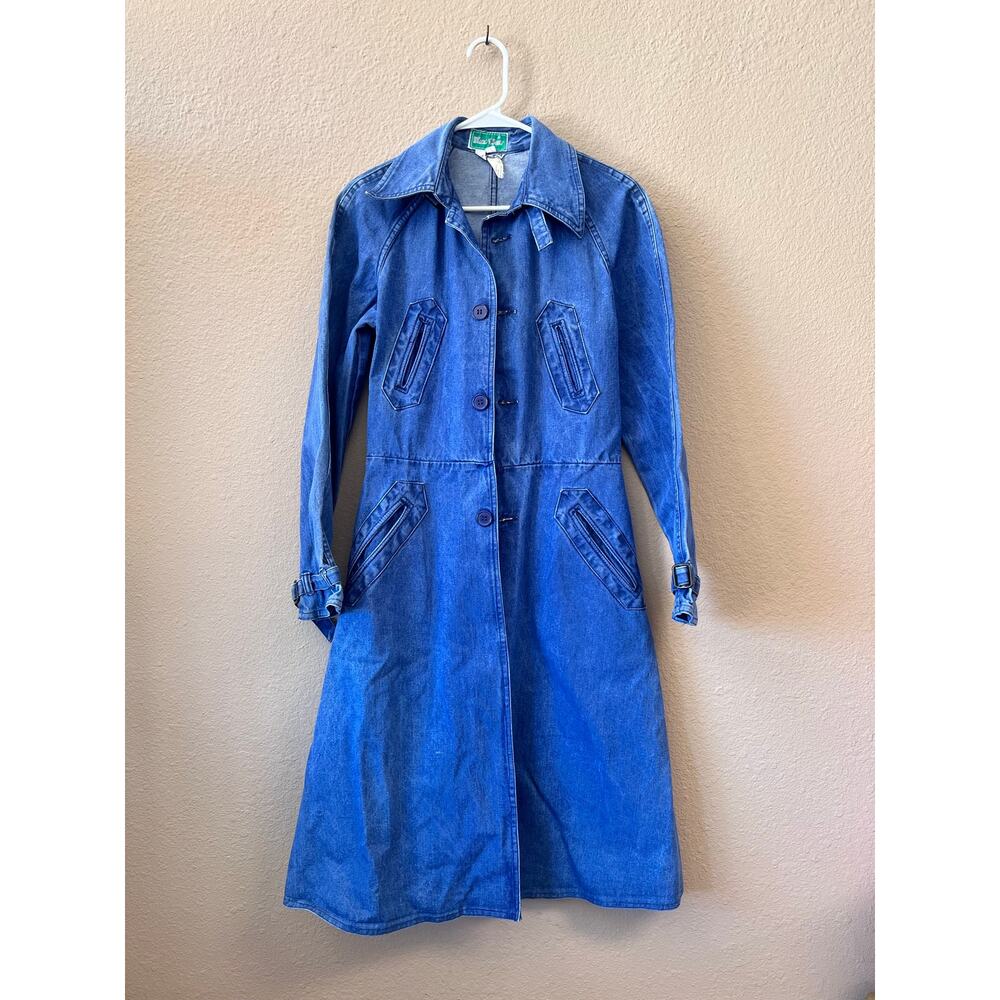 Vintage 70's cotton denim trench coat size 9